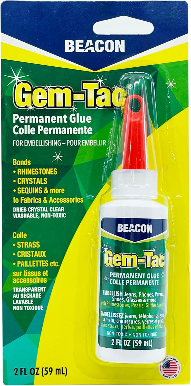 بيكون لاصق Adhesives Gem-Tac عالي الجودة لتثبيت أحجار الراين والأحجار الكريمة بشكل آمن - أساسه مائي، مقاوم للأشعة فوق البنفسجية، 2 أونصة - Image 1