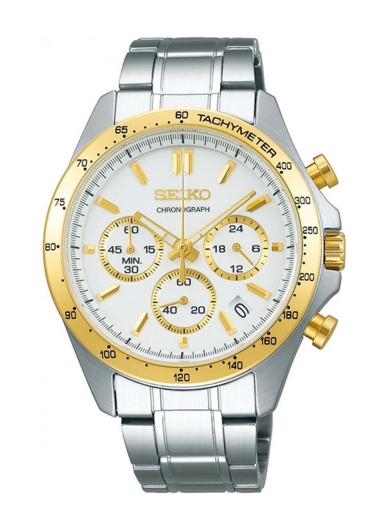 Seiko ساعة يد للرجال من سبيريت كرونوغراف بقرص أبيض من الفولاذ المقاوم للصدأ SBTR024 - Image 1