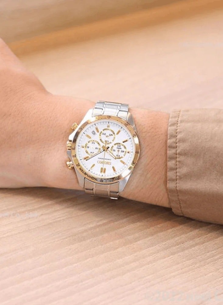 Seiko ساعة يد للرجال من سبيريت كرونوغراف بقرص أبيض من الفولاذ المقاوم للصدأ SBTR024 - Image 2
