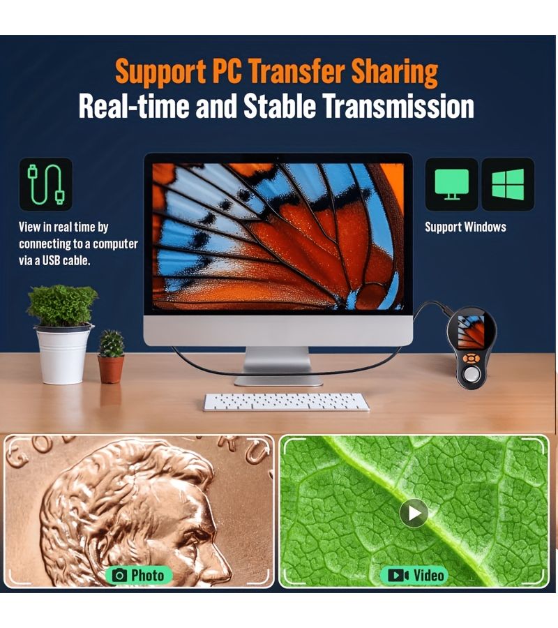 Black Digital Microscope 500X with 2.4 Inch Screen 8 LED Lights for PCB Coin Jewelry Insect Inspection - Image 5