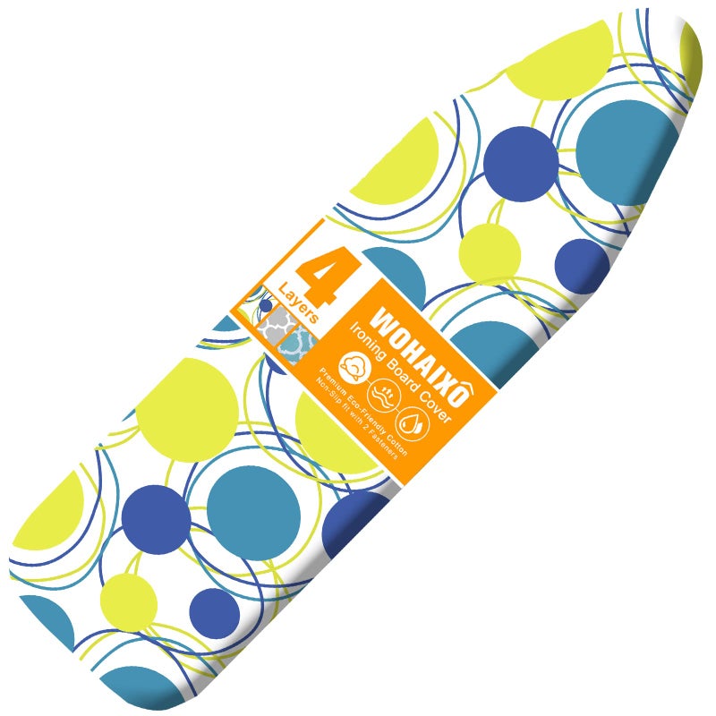 Ironing Board Cover and Pad Standard Size 15 x 54 Iron Board Replacement Cover 4 Layers Extra Thick Iron Board Cover Resist Scorching and Staining with Elastic Edge and 2 Fastener Straps