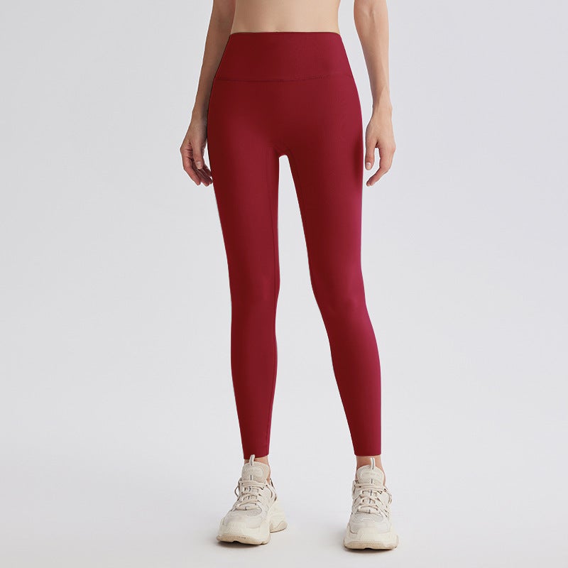 Leggings Angora Red New Color Nude-feel Yoga Pants for Women's High-waisted Butt-lifting Slimming Sports Soft and Comfortable Running Fitness