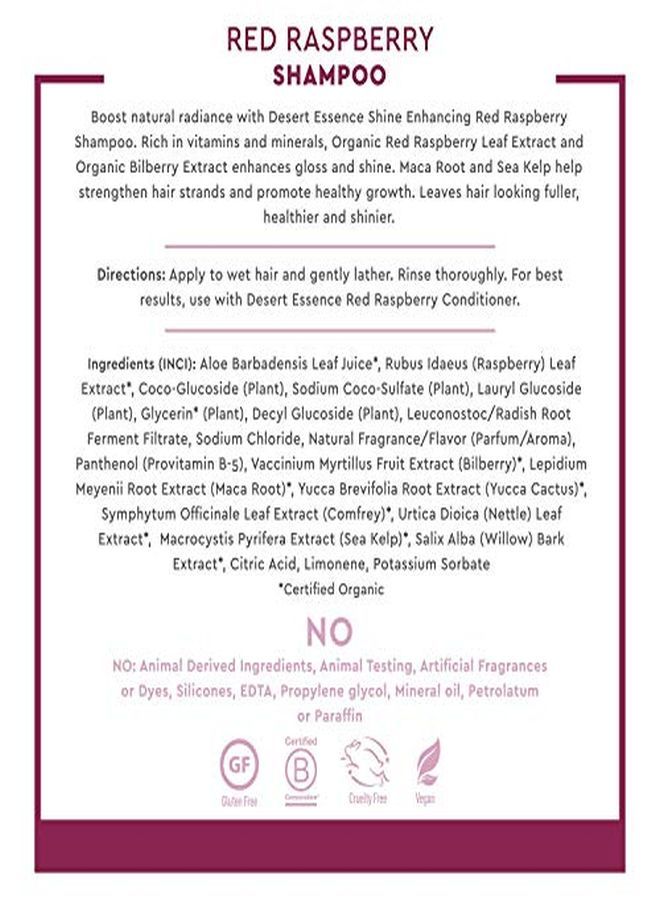 Desert Essence Red Raspberry Shampoo 8 Fl Ounce Gloss & Shine Enhancing  Strengthens Hair Removes Everyday Pollutants Vitamin A & C  Calcium  Magnesium - Image 5