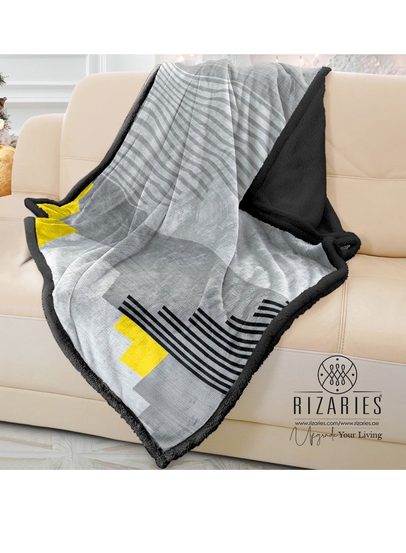 RIZARIES بطانية أريكة بخطوط سوداء ناعمة - Image 1