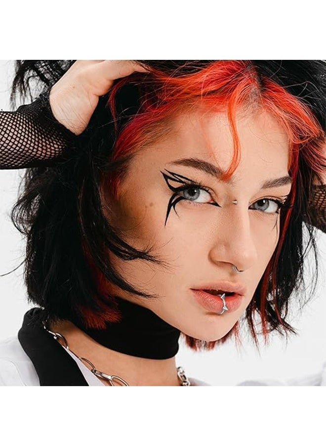 3 قطع من خواتم الشفاه المزيفة مصنوعة من الفولاذ المقاوم للصدأ، مجوهرات ثعبان اللدغة غير المثقوبة باللونين الأسود والفضي. - Image 3