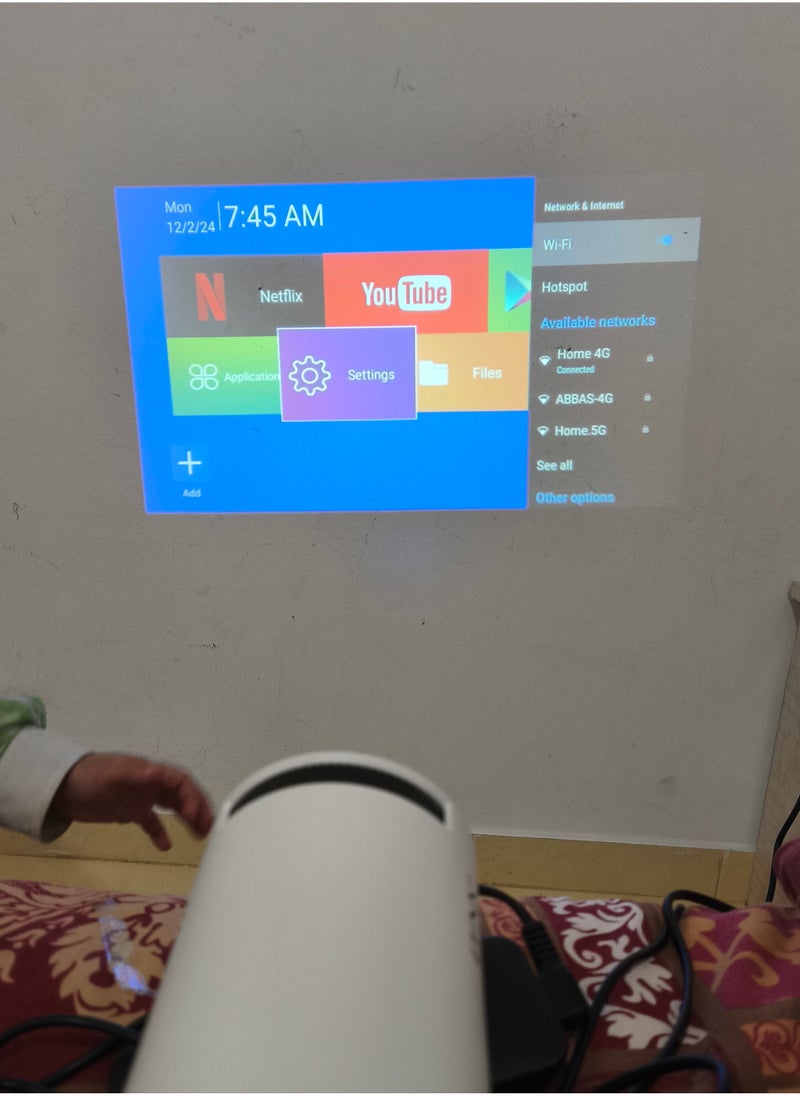 Denx Portable Smart Projector With Android 12.0 For Home Or Outdoor Use Built In Android Wifi And Speaker  - Image 2