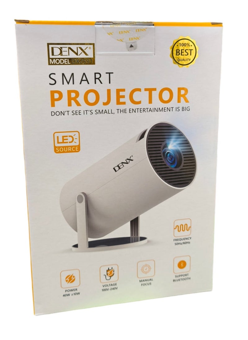 Denx Portable Smart Projector With Android 12.0 For Home Or Outdoor Use Built In Android Wifi And Speaker  - Image 4