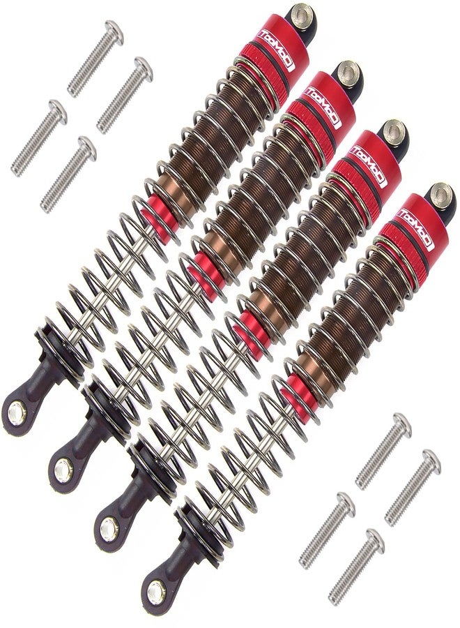TOOMOD 1/10 100mm RC Oil filled Shock Absorbers kit for Tamiya Bullhead SuperClod Buster TRX4 Axial SCX10 D90 Crawler Buggy Car Upgrades Replace Parts (Red) - Image 1