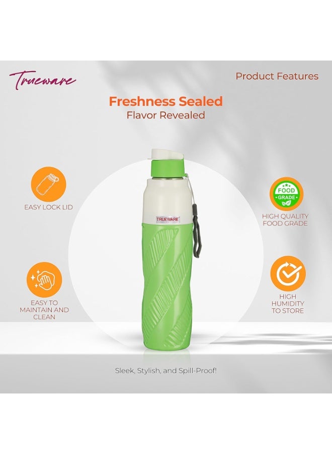Trueware زجاجة ماء ترووير أكوا كول مزدوجة الجدار، داخلية من الفولاذ وخارجية من البلاستيك، سعة 750 مل، للماء الساخن والبارد | خالية من مادة BPA | آمنة للاستخدام مع الطعام | مانعة للتسرب | مثالية للمدرسة، النادي الرياضي، الرياضة، المكتب، والسفر - Image 4
