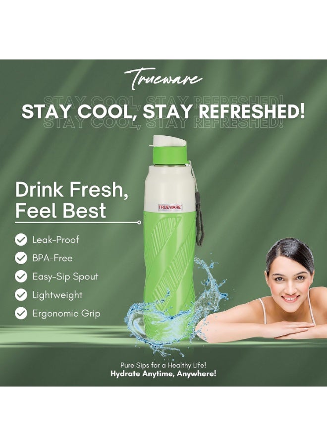 Trueware زجاجة ماء ترووير أكوا كول مزدوجة الجدار، داخلية من الفولاذ وخارجية من البلاستيك، سعة 750 مل، للماء الساخن والبارد | خالية من مادة BPA | آمنة للاستخدام مع الطعام | مانعة للتسرب | مثالية للمدرسة، النادي الرياضي، الرياضة، المكتب، والسفر - Image 2