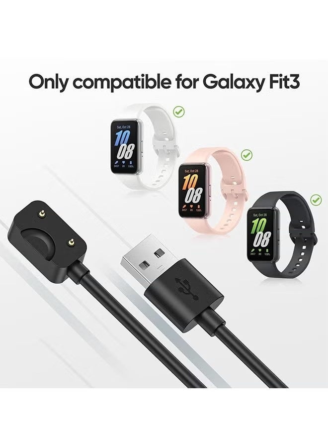 شاحن لساعة Galaxy Fit 3 SM-R390، كابل شحن USB بديل لساعة Samsung Galaxy Fit 3 الذكية (طول 100 سم/3.3 قدم، أسود) - Image 2