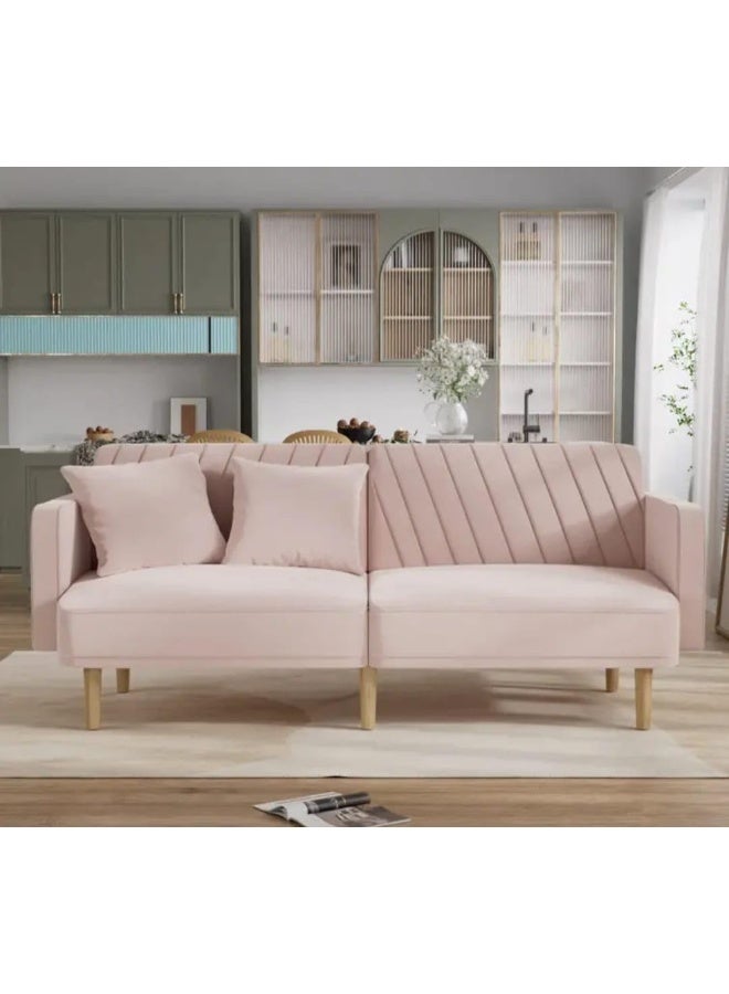 أريكة سرير قابلة للتحويل من المخمل العصري - Image 1