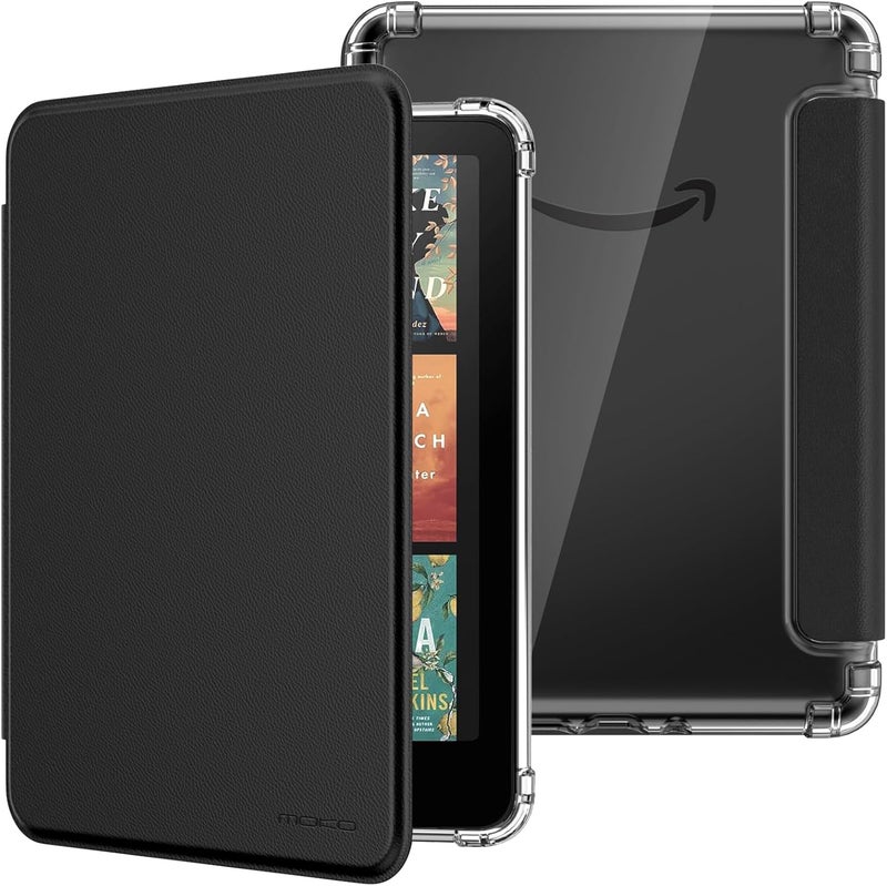MoKo Non sticky surface Case for All-new 7" Kindle Paperwhite 12th Generation 2024&Kindle Colorsoft Signature Edition 2024, Ultra Clear Soft Flexible Transparent TPU Back Cover Light Shell with Auto Wake/Sleep, Black Small apartment fit - Image 1