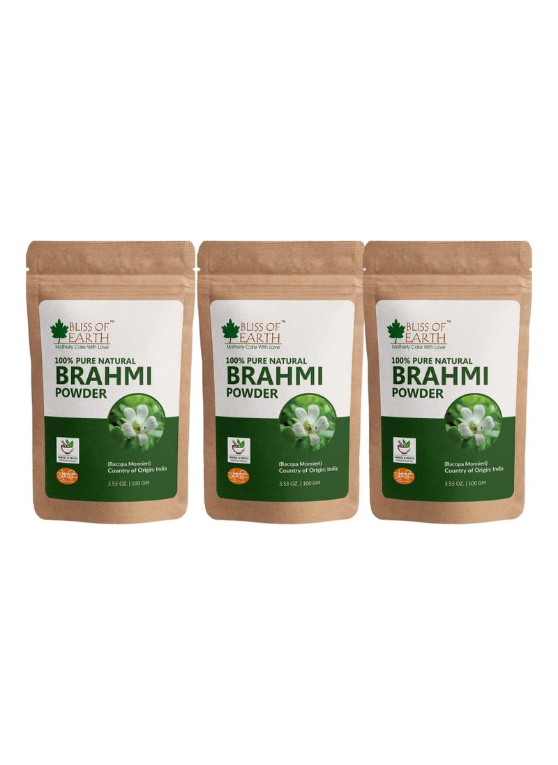 BLISS OF EARTH Bliss of Earth 100% Pure & Natural Brahmi Powder Great for skin and Hair 100GM Pack of 3  - Image 1