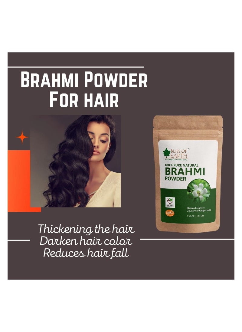 BLISS OF EARTH Bliss of Earth 100% Pure & Natural Brahmi Powder Great for skin and Hair 100GM Pack of 3  - Image 4