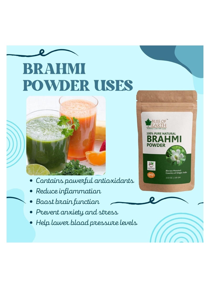 BLISS OF EARTH Bliss of Earth 100% Pure & Natural Brahmi Powder Great for skin and Hair 100GM Pack of 3  - Image 5