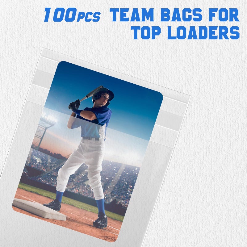 DEDC 100 Pcs Team Bags for Trading Cards, Team Bag Fit 3x4inch 35PT Top Loaders for TCG MTG Shipping Sports Graded Card TOP Loader Sleeves Protector - Image 4
