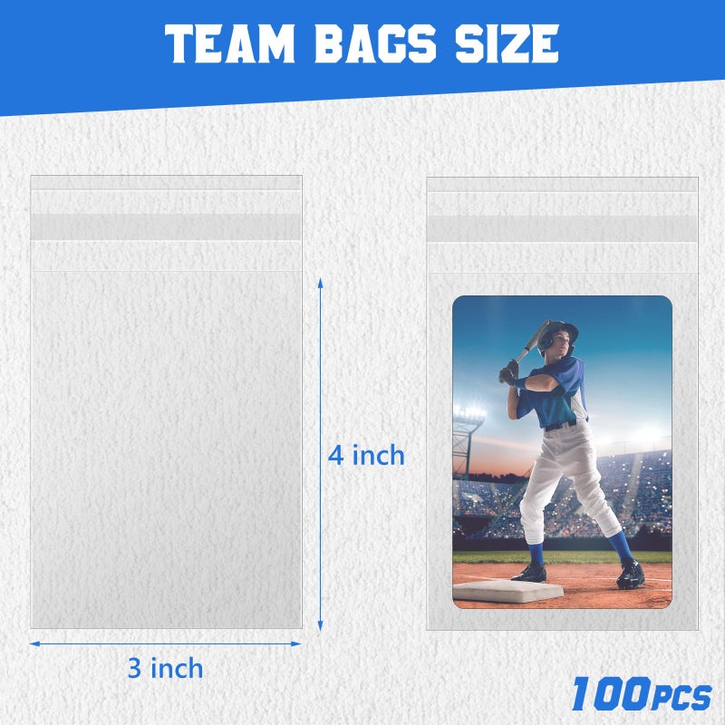 DEDC 100 Pcs Team Bags for Trading Cards, Team Bag Fit 3x4inch 35PT Top Loaders for TCG MTG Shipping Sports Graded Card TOP Loader Sleeves Protector - Image 2