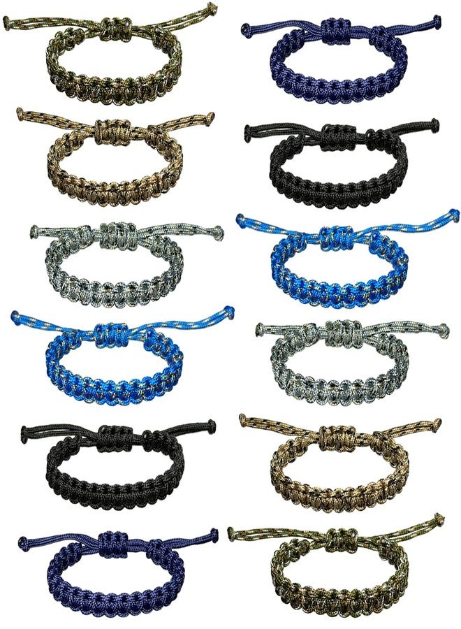 YANMIN 12pcs Braided Paracord Friendship Bracelets for Teen Boys Girls Handmade Adjustable Paracord Bracelet Tween Teenager Birthday Party Favors Goody Bag Fillers Carnival Camping Gifts - Image 1