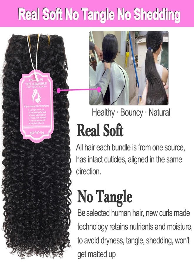 Rolisy Kinky Curly Clip In Hair Extensions Human Hair 16 Inch Curly Hair Extensions Clip In Human Hair for Black Women 3C 4A 4B Afro Kinky Curly Hair Clip Ins Soft Brazilian Remy Hair Thick Ends - Image 2