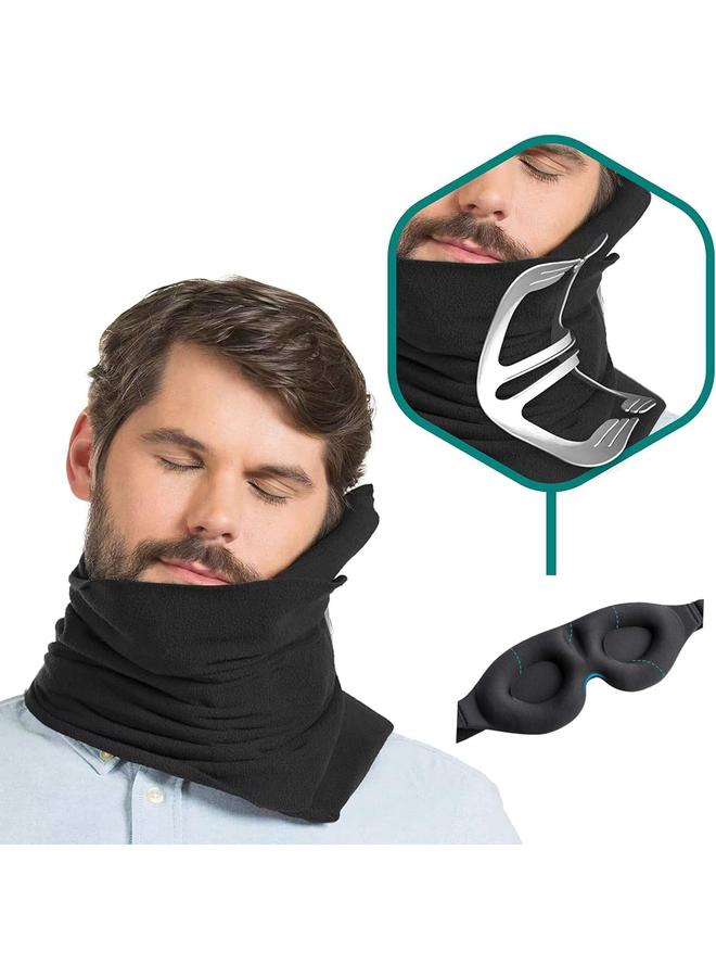 Travel Neck Pillow Travel Pillow for Neck Support Super Soft Neck Pillow with 3D Contoured Eye Masks Sleeping Mask Air Plane Neck Pillows Travel Essentials for Flying Lightweight and Easy to Carry