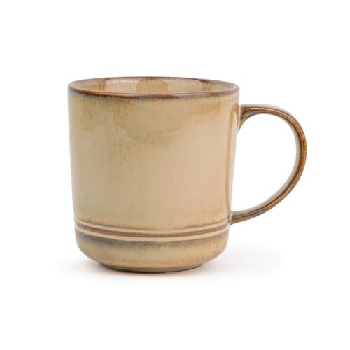 Shay Large Ceramic Coffee Mug, Single Mug, Reactive Beige, 400ml | Ceramic Mug | Glossy Finish | Ceramic Coffee Mug | Porcelain | Microwave Safe (Single Large Mug - Reactive Beige) - Image 1