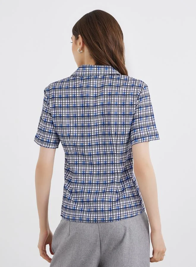 Take Two Take Two Women Plaid Short Sleeve Regular Fit Shirt