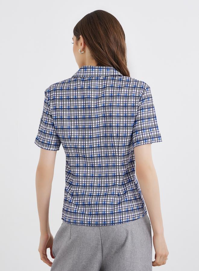 تايك تو قميص نسائي كاروهات بأكمام قصيرة ومقاس عادي - Image 5