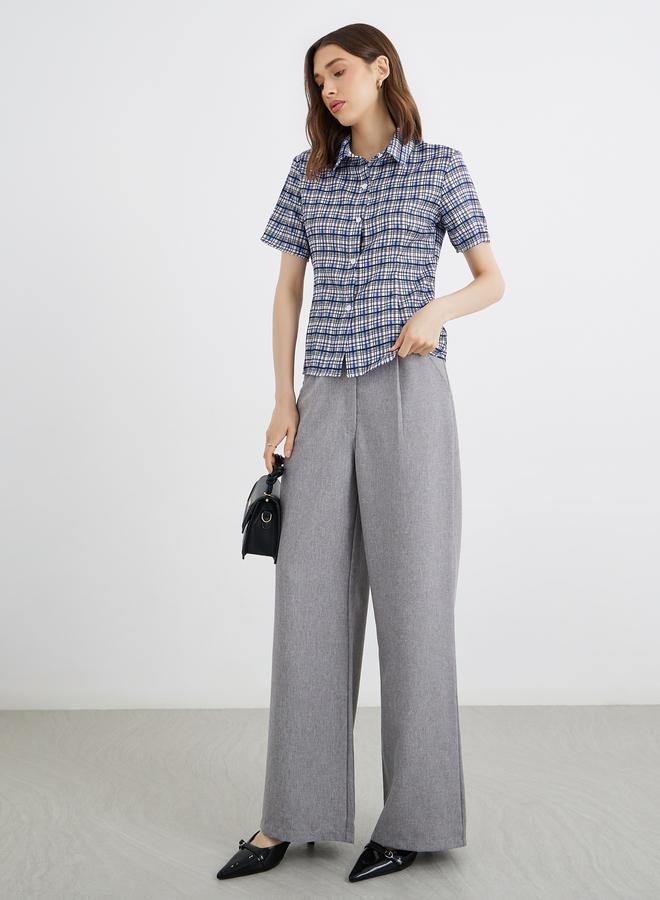 تايك تو قميص نسائي كاروهات بأكمام قصيرة ومقاس عادي - Image 2