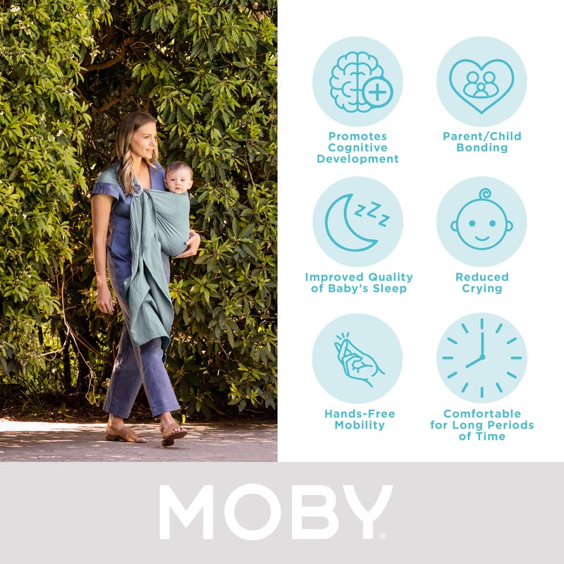 Moby Baby Wrap Carrier Ring Sling for Newborns to Toddlers, Hands-Free, Versatile Support for Moms & Dads, Breathable & Lightweight, Supports Children 8-30 lbs (Fern) - Image 4