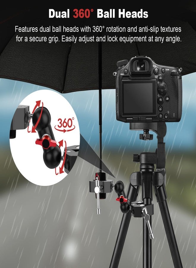 Mechrig Double Super Clamp Camera Mount with Magic Arm, Aluminum Double Clamp Mount Umbrella Holder for Desk, Studio Light/Boom Stand, Photography Reflector, Cross Bars, Bike/Motor Handlebars (SY004) - Image 3