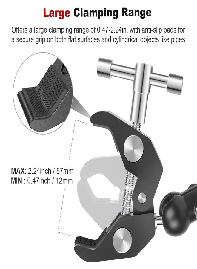 Mechrig Double Super Clamp Camera Mount with Magic Arm, Aluminum Double Clamp Mount Umbrella Holder for Desk, Studio Light/Boom Stand, Photography Reflector, Cross Bars, Bike/Motor Handlebars (SY004) - Image 4