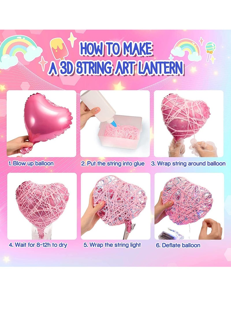 Generic - 3D String Art Kit for Kids Craft Kits for Kids Age 7-12 Gifts for 7-12 Year Olds Girls Arts and Crafts for Kids Age 7 8 9 10 11 12 Toys for 7 8 9 10 11 12 Year Old Girls DIY Lantern Toys - Image 1