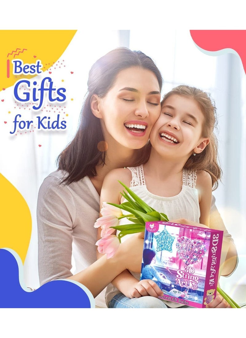 Generic - 3D String Art Kit for Kids Craft Kits for Kids Age 7-12 Gifts for 7-12 Year Olds Girls Arts and Crafts for Kids Age 7 8 9 10 11 12 Toys for 7 8 9 10 11 12 Year Old Girls DIY Lantern Toys - Image 1
