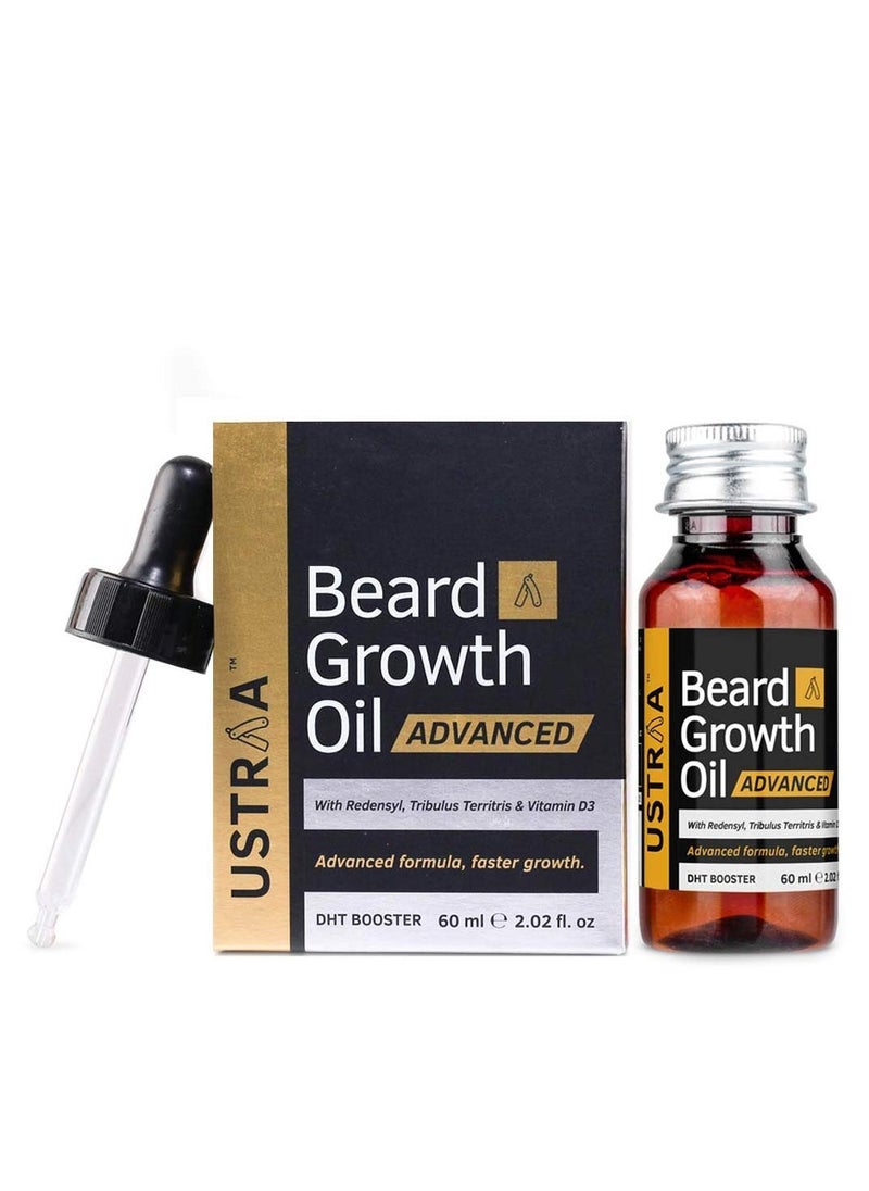 Ustraa - Ustraa Beard Growth Oil Advanced-60Ml-Lab Tested To Increase Beard Growth Rate By 40%,One Of Best Beard Growth Oil Patchy Beard Issues, Redensyl & Dht Booster,No Sulphates,No Mineral Oil - Image 1