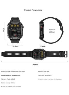 Generic MK66 Military Smartwatch with Bluetooth Call, Waterproof Smart Sport Watches Rugged Outdoor Men's Watch for iPhone Android Smartwatch with Heart Rate Monitor  (Brown)  - Image 5