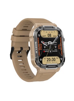 Generic MK66 Military Smartwatch with Bluetooth Call, Waterproof Smart Sport Watches Rugged Outdoor Men's Watch for iPhone Android Smartwatch with Heart Rate Monitor  (Brown)  - Image 1