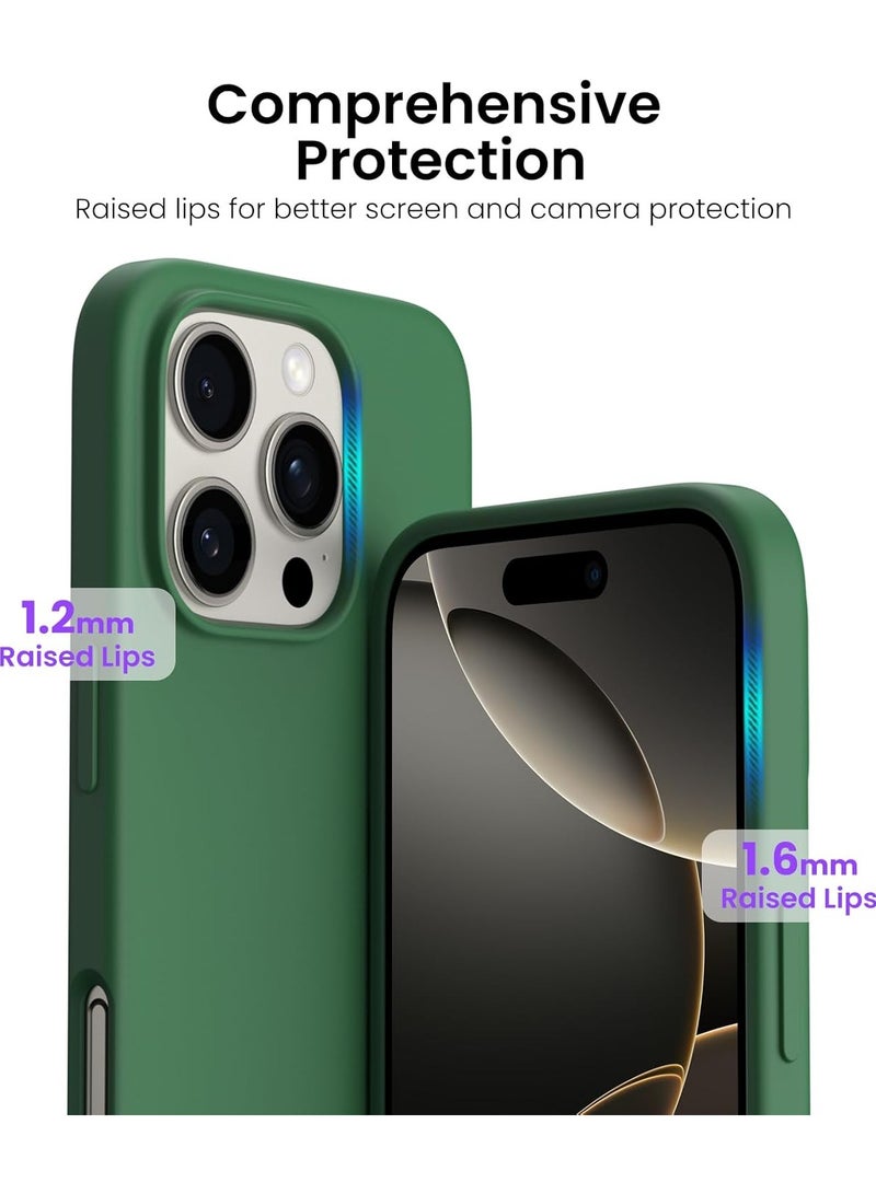 Delivus Iphone 16 Pro Max, Green Silicone Case - Silky Soft Touch with Grade Drop Protection - Anti-Scratch Microfiber Lining - Shockproof Protective Phone Case Slim Thin Cover - Image 4