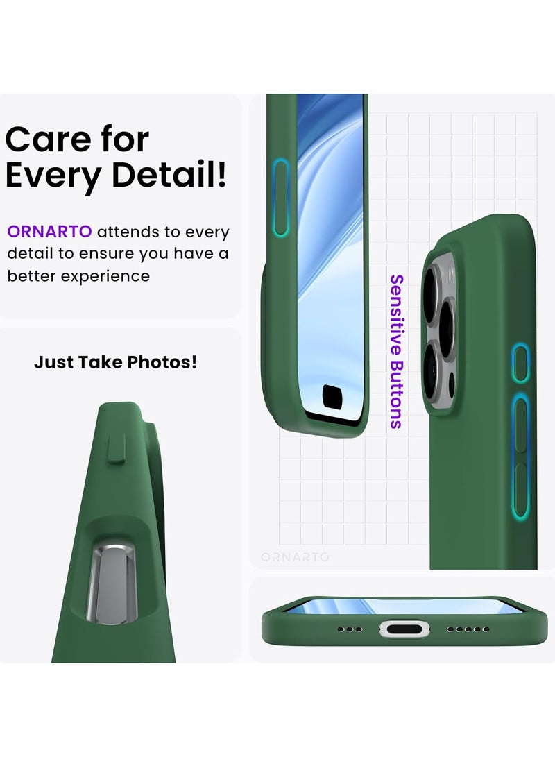 Delivus Iphone 16 Pro Max, Green Silicone Case - Silky Soft Touch with Grade Drop Protection - Anti-Scratch Microfiber Lining - Shockproof Protective Phone Case Slim Thin Cover - Image 5