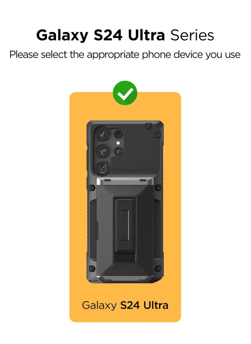 VRS Design - Damda Glide Hybrid Samsung Galaxy S24 ULTRA Case Cover Wallet with Semi Automatic Credit Card Holder Slot [3-4 Cards] & Kickstand - Black Groove - Image 1
