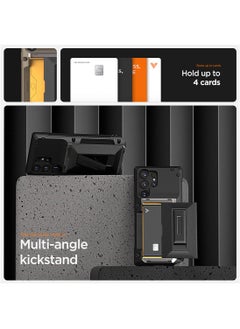 VRS Design Damda Glide Hybrid Samsung Galaxy S24 ULTRA Case Cover Wallet with Semi Automatic Credit Card Holder Slot [3-4 Cards] & Kickstand - Black Groove  - Image 2