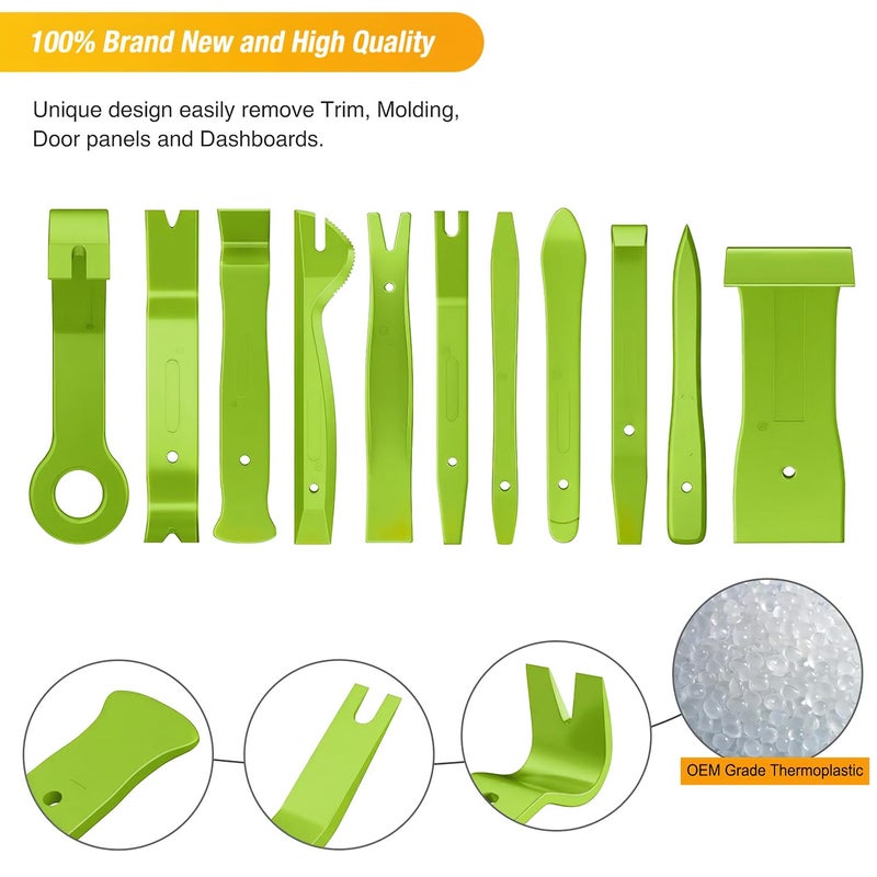 GOOACC 40Pcs Trim Removal Tool,Auto Terminal Removal Key Tool,Auto Clip Pliers Stereo Removal Tools,Car Upholstery Repair Removal Kit,Precision Hook and Pick Set,Wiring Threader,Car Film Scrape-Green - Image 3
