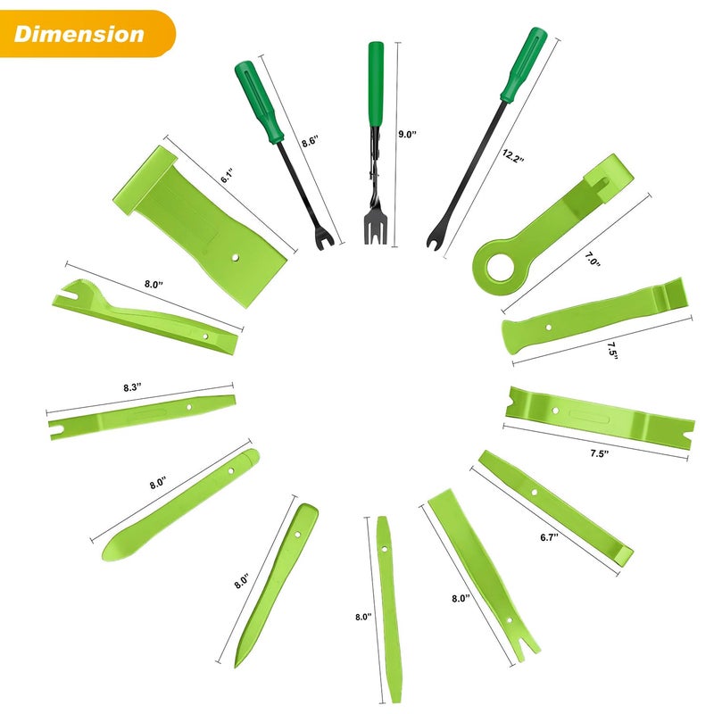 GOOACC 40Pcs Trim Removal Tool,Auto Terminal Removal Key Tool,Auto Clip Pliers Stereo Removal Tools,Car Upholstery Repair Removal Kit,Precision Hook and Pick Set,Wiring Threader,Car Film Scrape-Green - Image 2