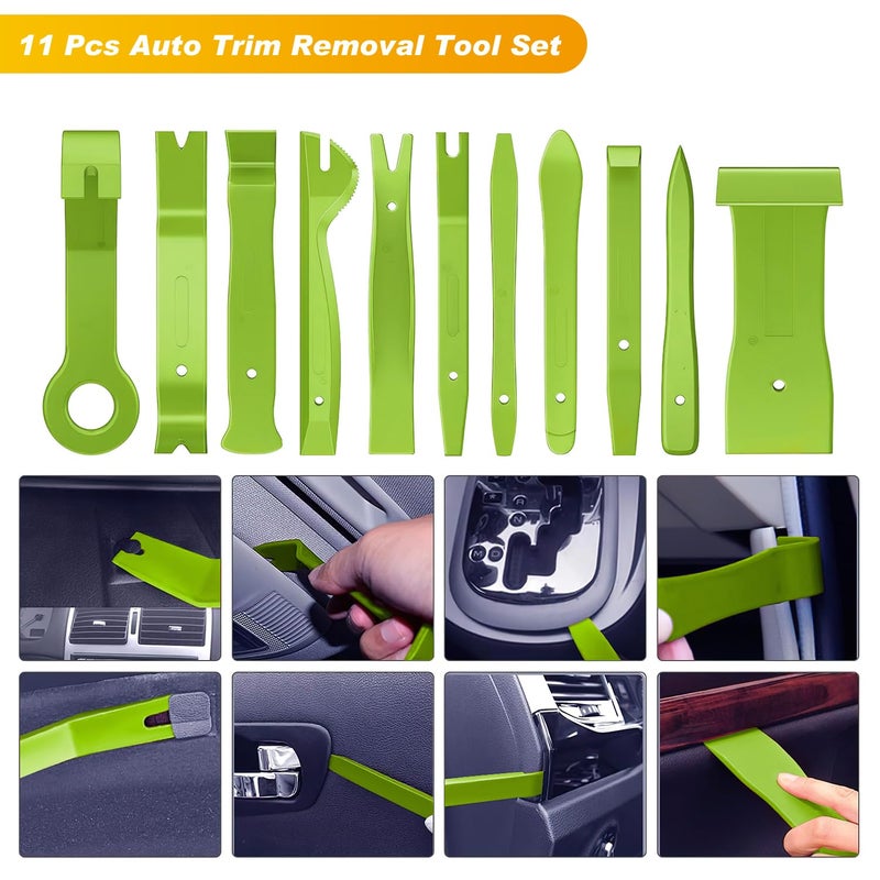 GOOACC 40Pcs Trim Removal Tool,Auto Terminal Removal Key Tool,Auto Clip Pliers Stereo Removal Tools,Car Upholstery Repair Removal Kit,Precision Hook and Pick Set,Wiring Threader,Car Film Scrape-Green - Image 4