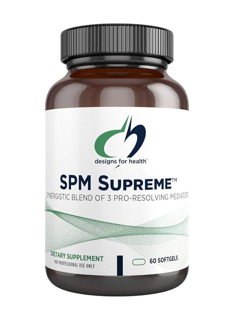 designs for health SPM Supreme - Synergistic Blend of 3 pro-resolving mediators - 3 Specialized Pro-Resolving Mediators from Fish Oil - Omega 3 Fatty Acids Supplement, SPM Fish Oil (60 Softgels)  - Image 1