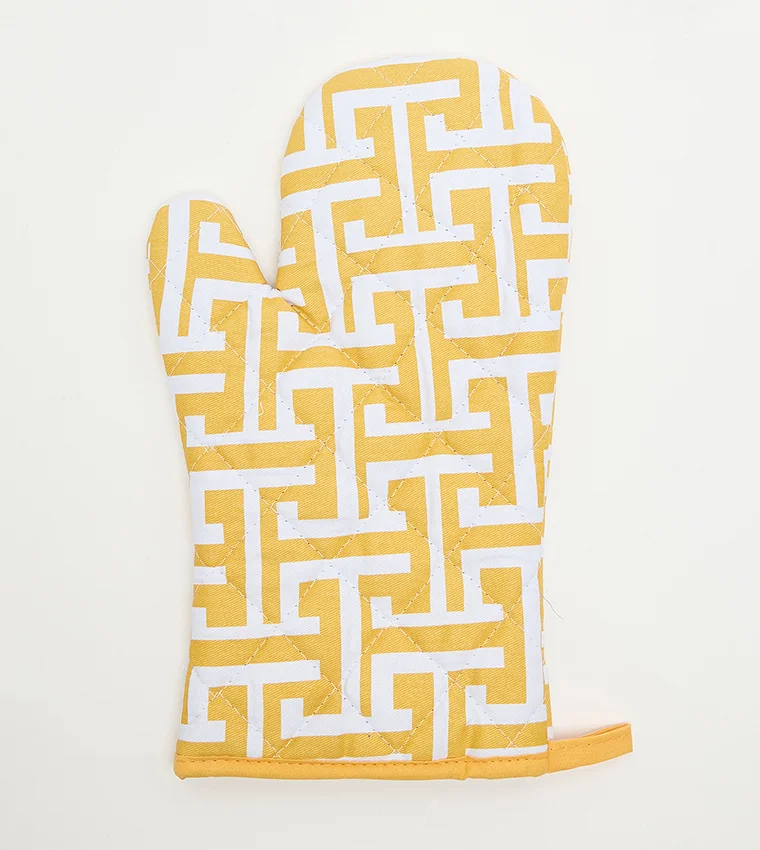 سور لا تابل Patterned Oven Glove 17x30cm White/Gold