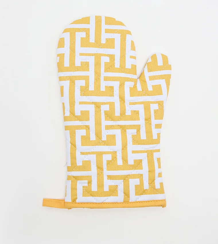 سور لا تابل Patterned Oven Glove 17x30cm White/Gold