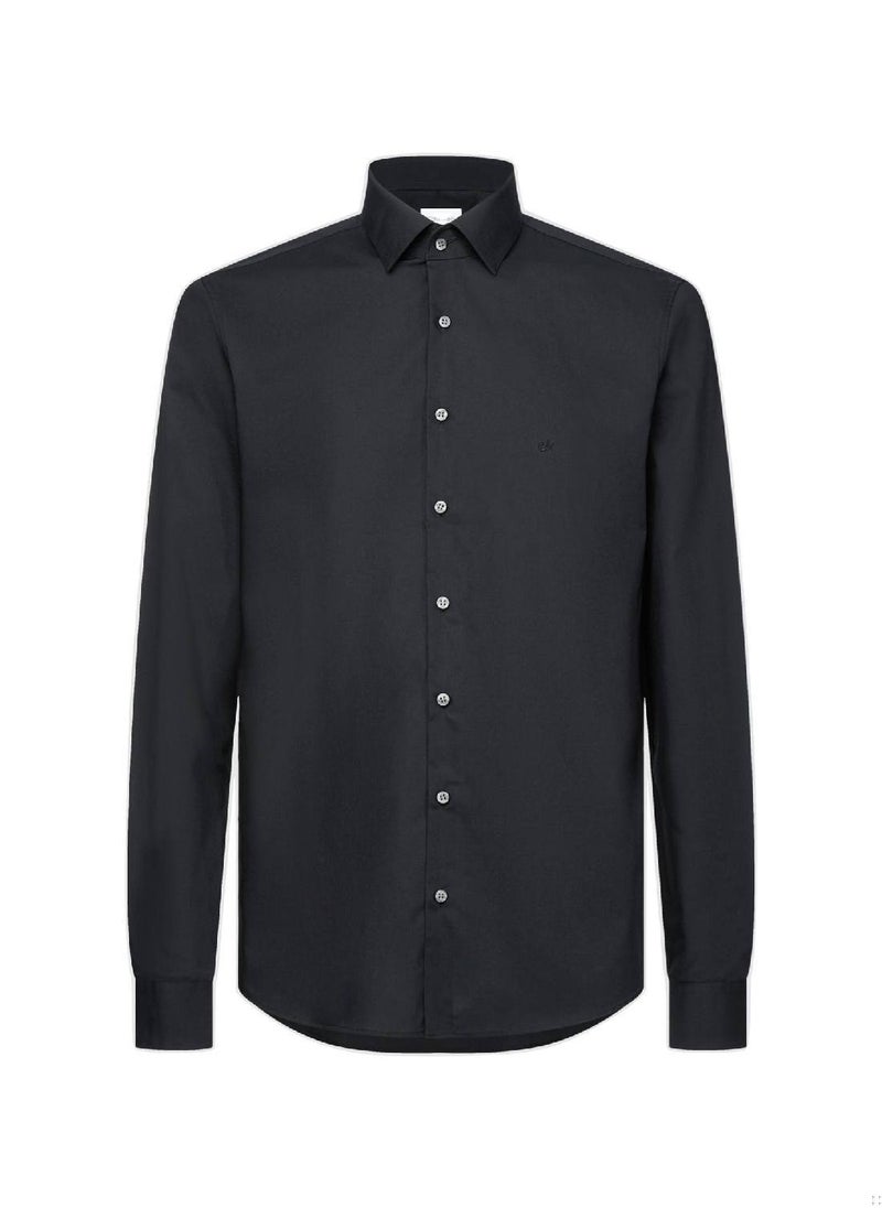 CALVIN KLEIN Men's Slim Poplin Stretch Shirt - Cotton, Black 