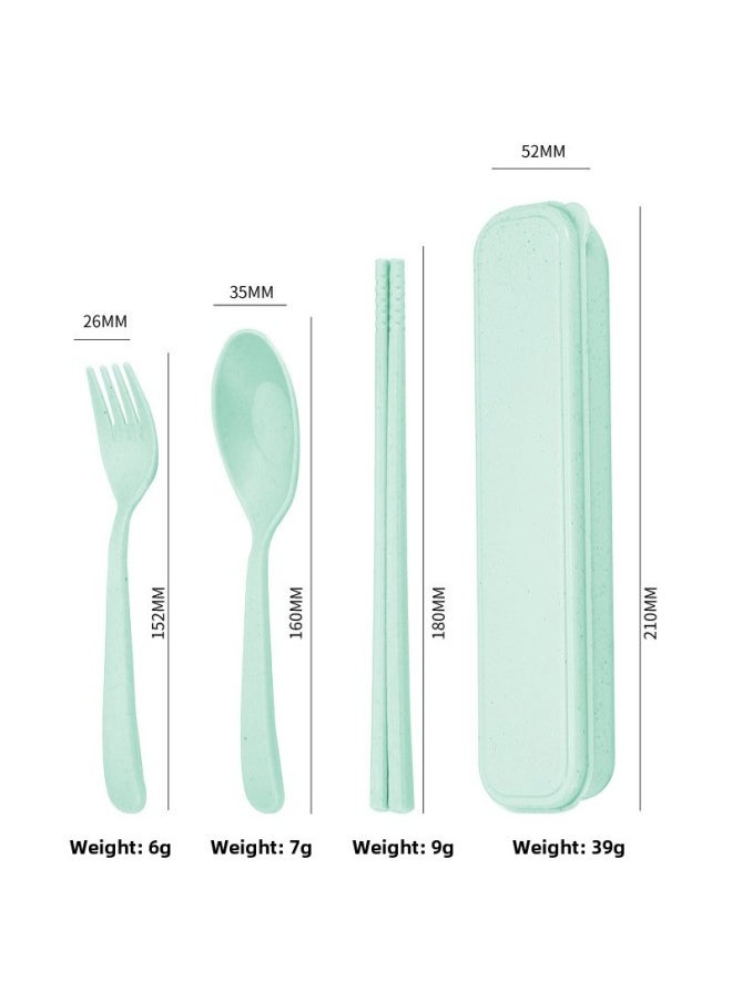 Portable Foldable Plastic Cutlery Set Wheat Straw Student Outdoor Three-piece Suite Modern Simple Style PP Material Made In China-Specifications:Default Item-Color:Green