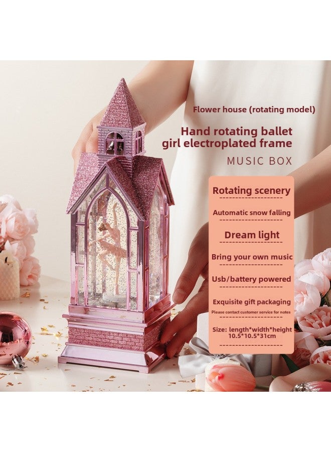 Wind Lantern Music Box Music Box Children's Dance Ballet Crystal Ball Girls Girls Princess Birthday Gift-Colour:Open-hand Ballet - Flower Room - Rotatable + With Music + Automatic Snow + Packaging - Image 1